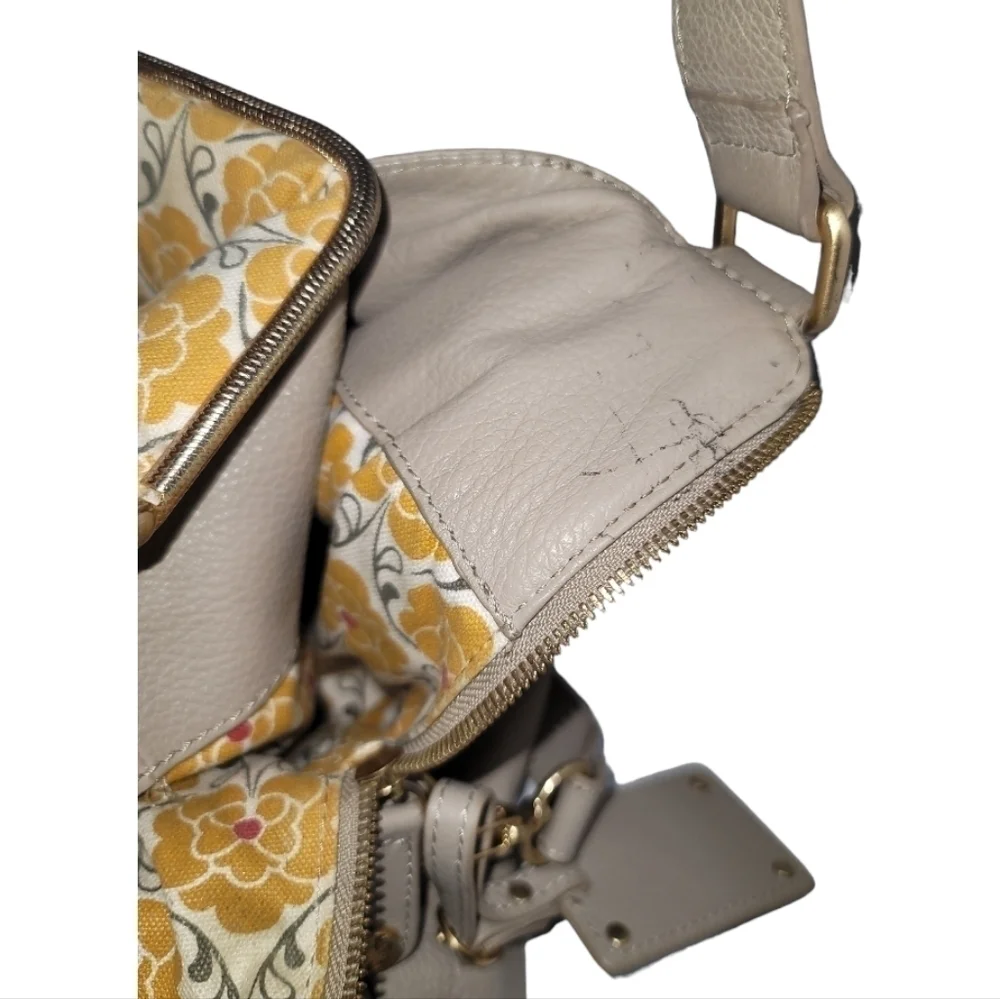 Emma Fox Dressage Kiss Lock Hobo Bag Cream Gold Hardware Lined